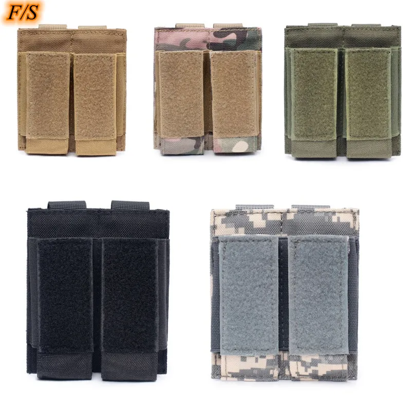

Tactical Hunting Pistol Magazine Pouch Military Double Flashlight Sheath Airsoft Ammo Pouch Paintball Game Hunting Bag Pockets 2
