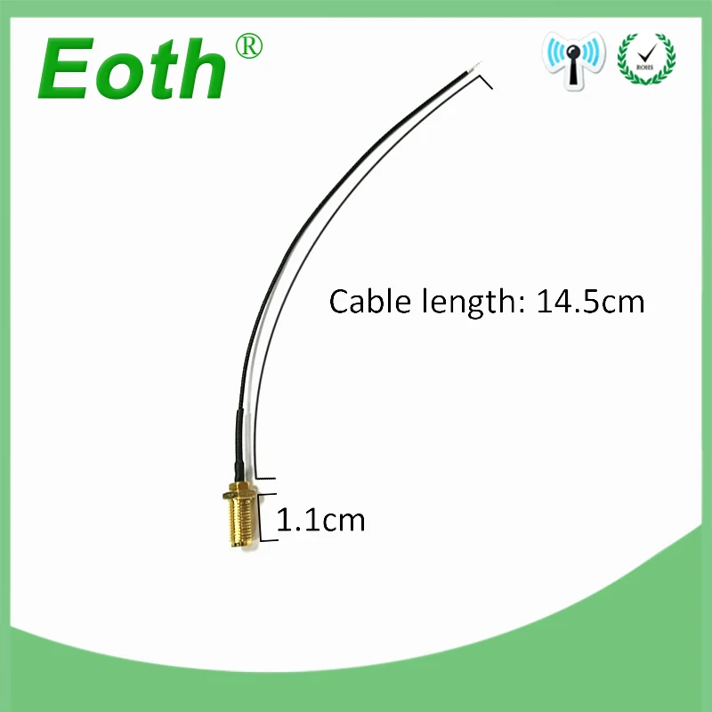 EOTH Extension Cable SMA Female 2.4GHZ ANTENNA WIFI IPEX 10P 20P cable plug Open End with Sn tip for pcb soldering Pigtail Cable