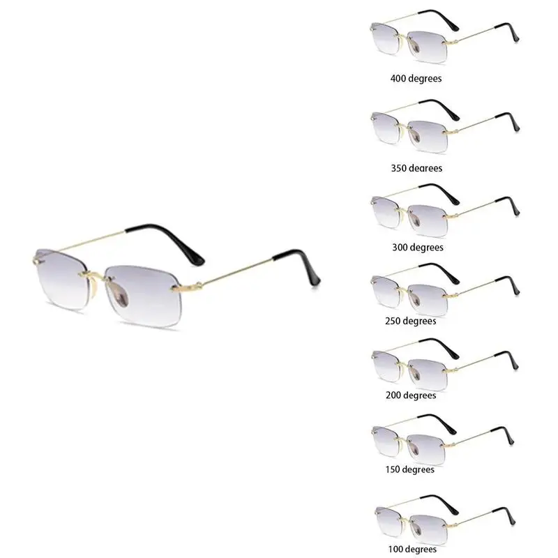 

Reading Glasses Frameless Cut Edge Anti-blue Light Fatigue Fashion Comfortable Double Optical Glasses For The Elderly