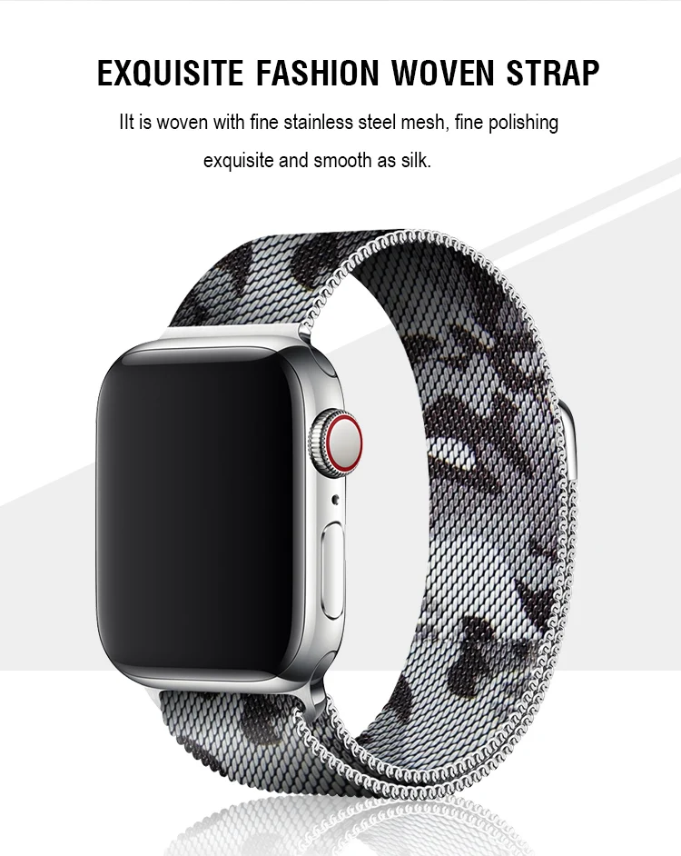 40 мм 44 мм белый камуфляж спортивная петля ремешок Миланский для Apple Watch Series 4 38 мм 42 мм часы браслет для Iwatch Series 3