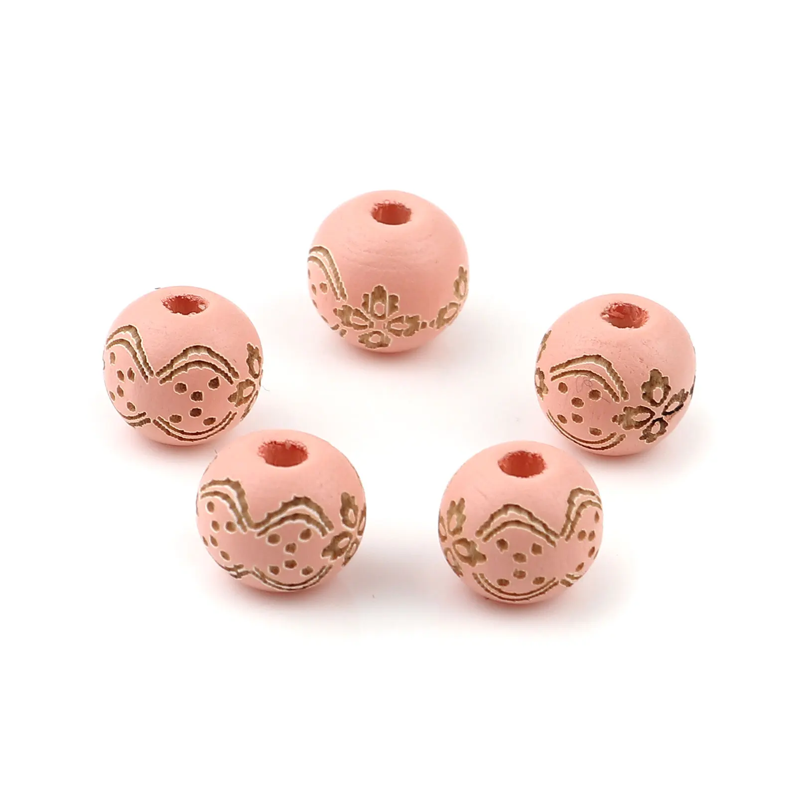 

10mm Wood Spacer Carving Beads Round Flower Multicolor Type Beads for DIY Jewelry Making Bracelets Earrings Accessories,20PCs