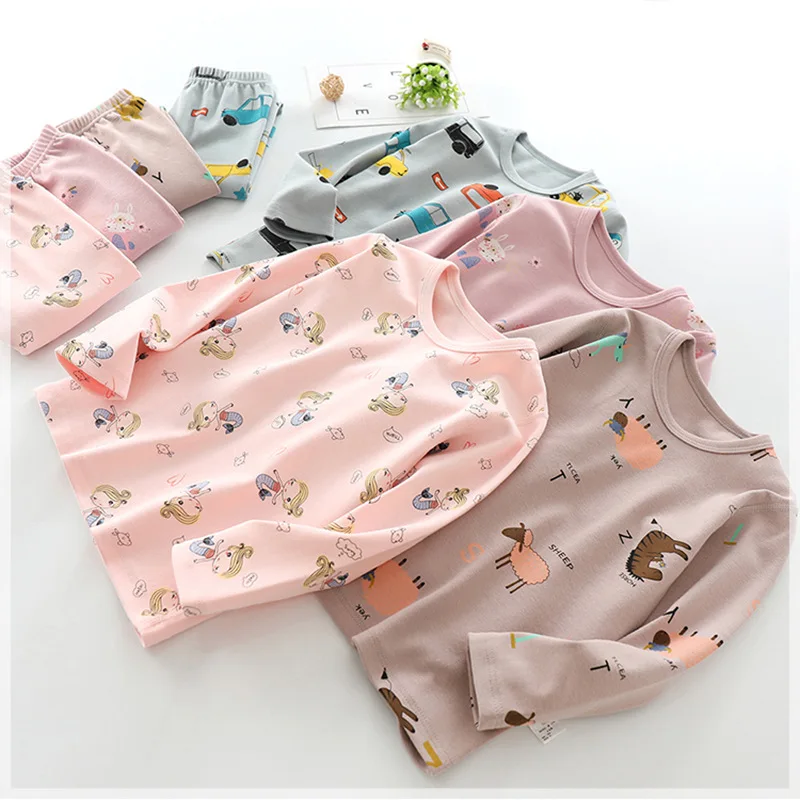 

Зимнее детское нижнее белье из хлопка с мультяшным принтом