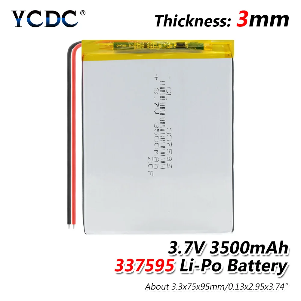 

1PCS Rechargeable Battery 3.7v 3500mah 337595 357090 Lithium Polymer Battery With Board For PSP Smart Watch LED Lamps Bluetooth