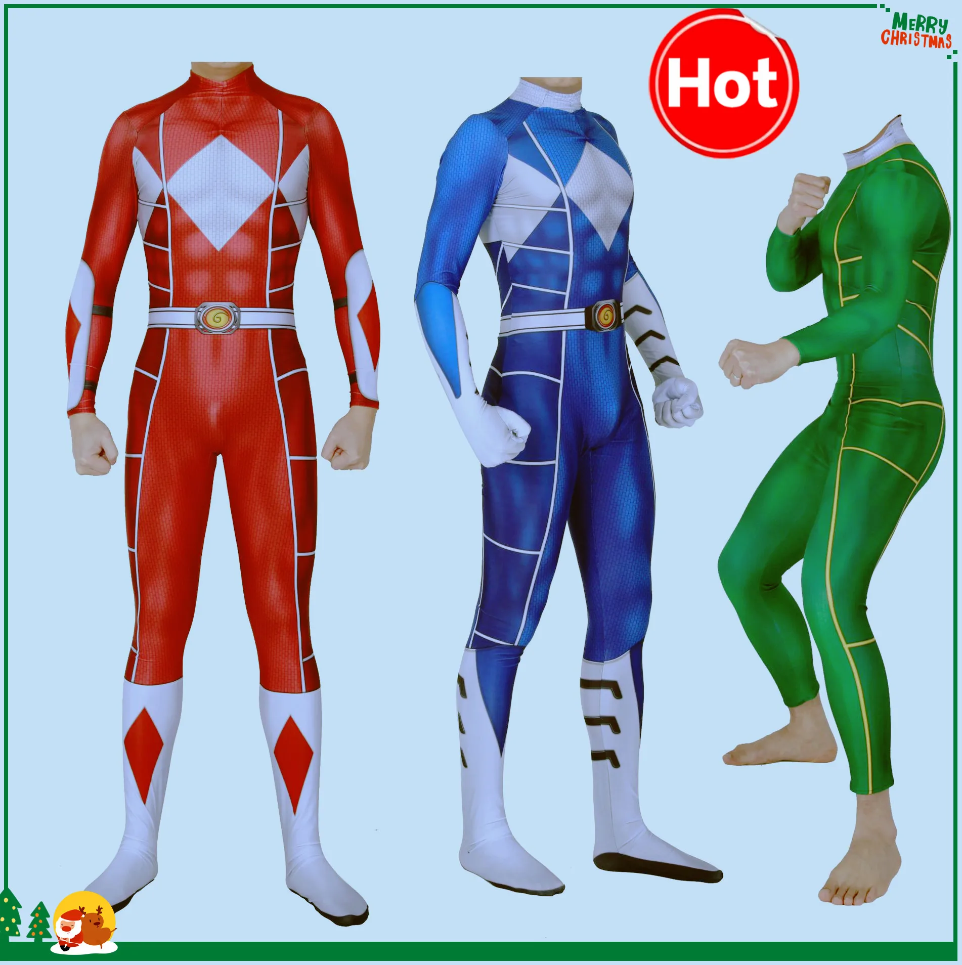 Горячая 3D печать Аниме Костюм Kyoryu Sentai Zyuranger Ranger косплей костюм красный/синий/зеленый рейнджеры боди Zentai костюм