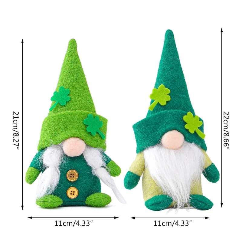 

Tomte на день Патрика, зеленый скандинавский гном ниссе, плюшевый клевер, праздничные украшения