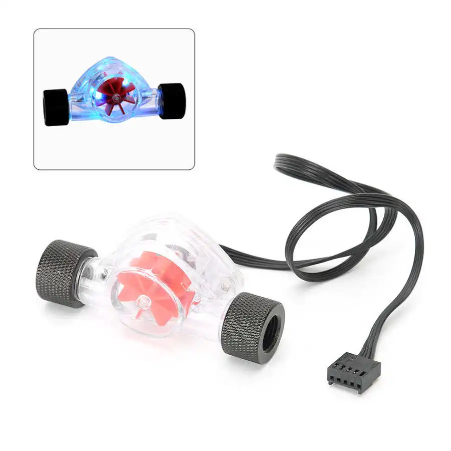 Computer Water Cooling Flow Indicator Flowmeter with RGB Lights G1/4 thread 4-pin Interface for PC System | Компьютеры и офис