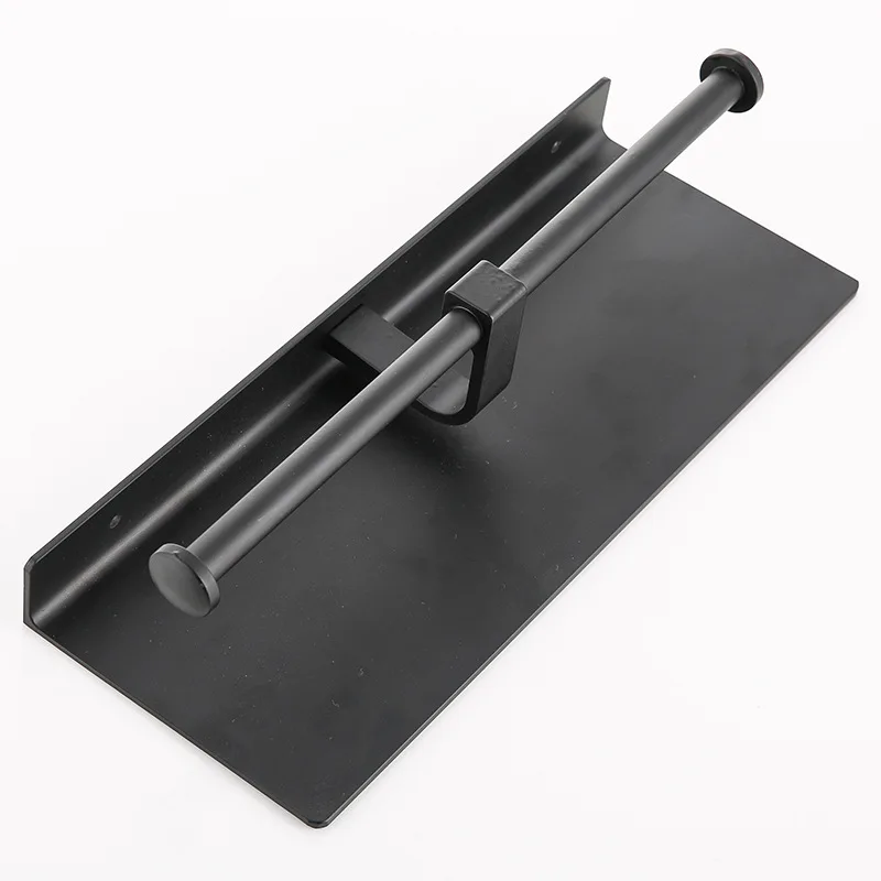 

Black Paint Double Paper Holder Wall Mounted Bathroom Accessories Phone Rack Toilet Shelf Space Aluminum Material