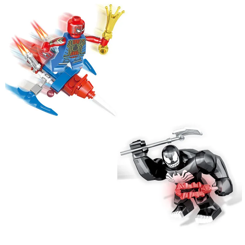 8 в 1 LegoINGlys Мститель просветит Человека-паука строительные блоки Человек-паук