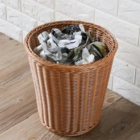 imitated rattan woven waste bin trash can kitchen trash basket home office dustbin sundries garbage can accessories