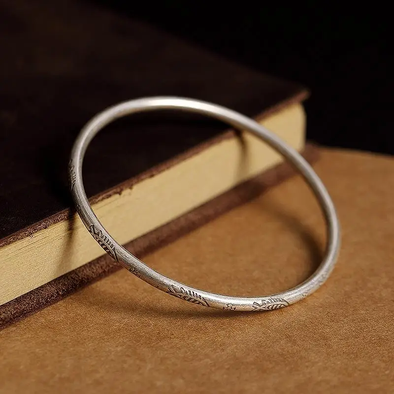 Женский браслет из 100% стерлингового серебра 925 пробы круглый ретро тайского с