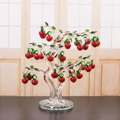 30pcs Double trunk Стеклянная вишня с кристаллами дерево фигурки ремесла фэншуй орнамент домашний Декор рождественские новогодние подарки, сувениры Декор Орнамент - Цвет: 30pcs Double trunk
