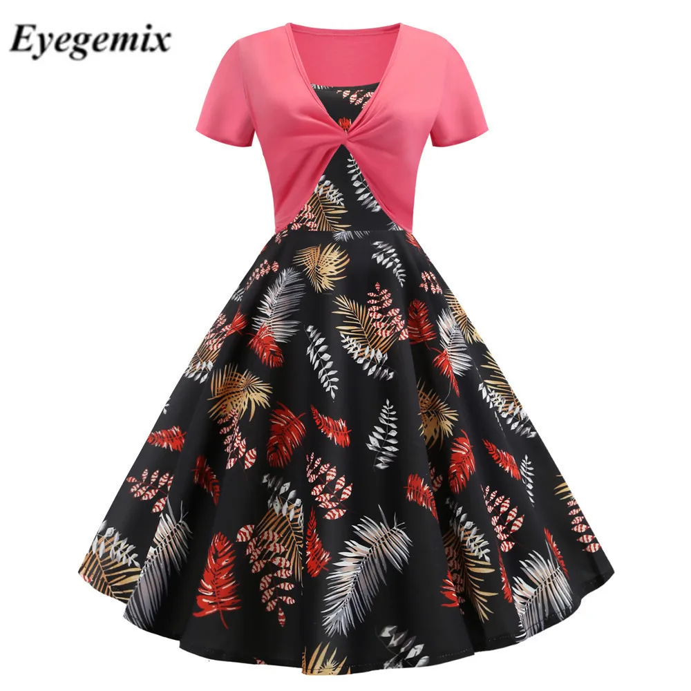 Women Fall Two-piece Patchwork Floral Print Dress Elegant 50 S 60 Vintage Business Party Formal Office Plus Size Work Dresses | Женская