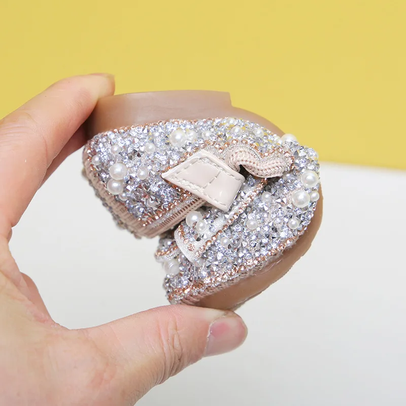 11 5-15 5 см Брендовая детская обувь Bling Стразы весенняя из искусственной кожи с