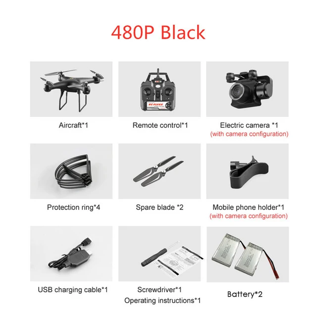 Black 480P 2B Дрон 4k камера аэрофотосъемка длительный срок службы батареи Wifi карта передача четырехосный самолет игрушка пульт дистанционного управления RC самолет - Цвет: Black 480P 2B