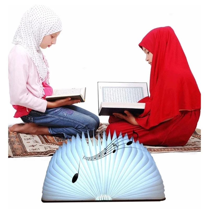 

Bluetooth Quran Speaker Remote Control Folding LED Book Lamp Azan Colorful Light with Quran Recitation Translation