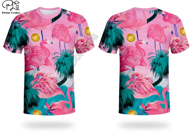

Flamingo 3D Printed Harajuku streetwear Animal T shirts Funny man women Casual Short sleeve style-1