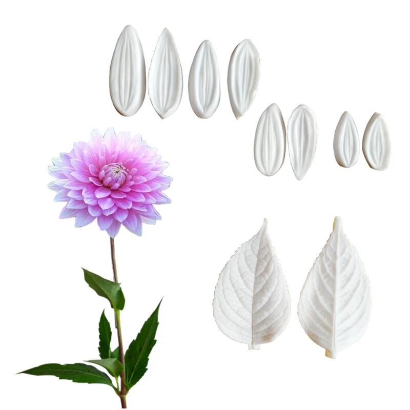 10 шт . Dahlia дизайн Veiner силиконовая форма пресс-форма для листьев помадка Gumpaste