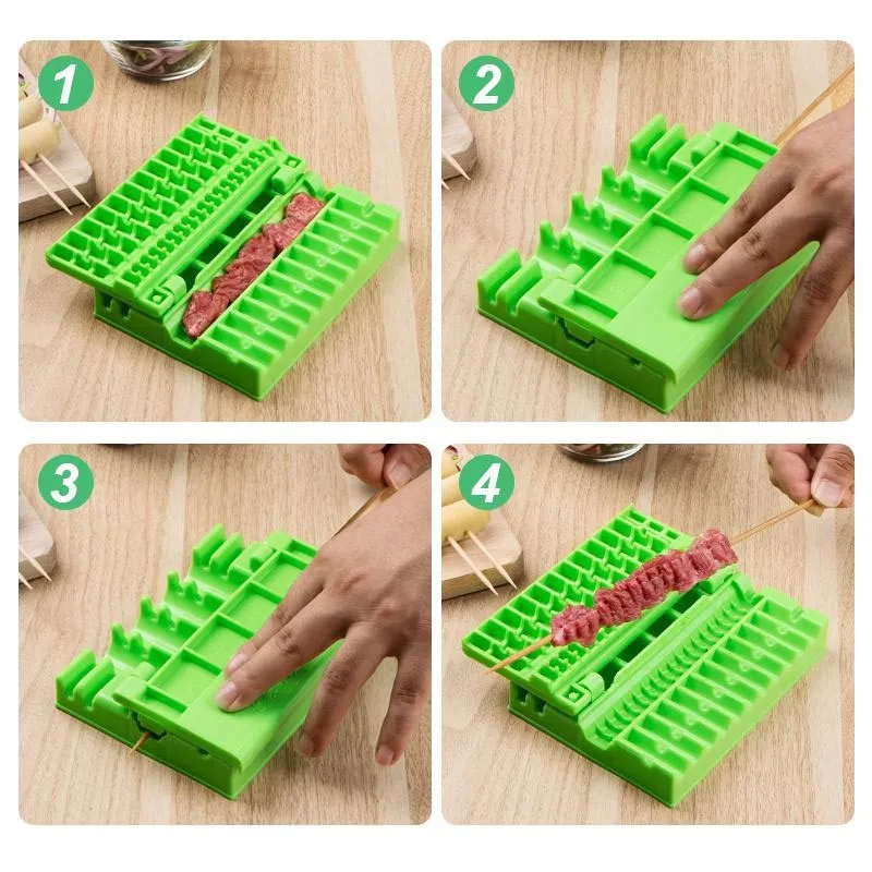 skewers kebab maker barbecue stringer box machine beef pork meat vegetables string grill kitchen accessories outdoor bbq gadget free global shipping
