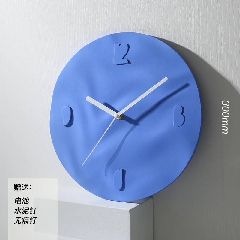 

Blue Round Creative Nordic Fashion Office Wall Clock Silent Battery Kitchen Wall Clock Modern Horloge Murale Room Decor BK50BG