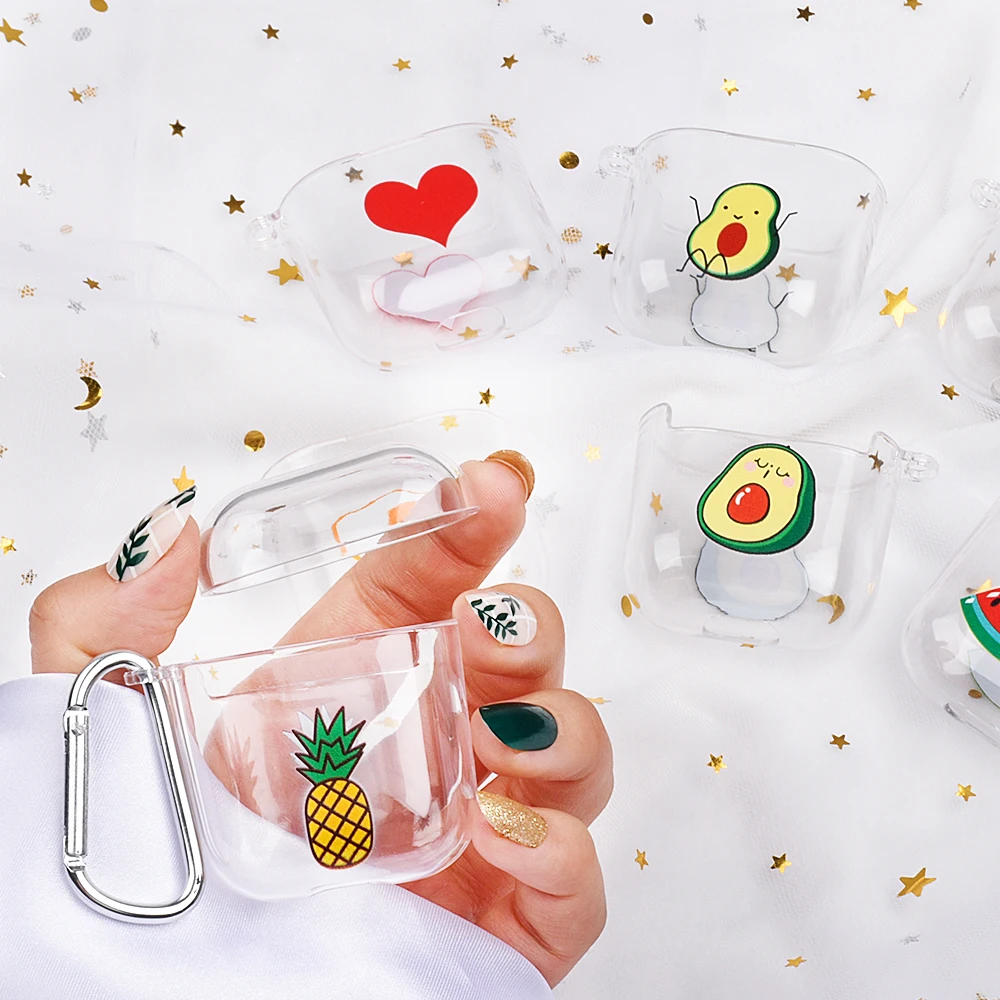 

Transparent Earphone Cases For Apple AirPods 2 Charging Box Cute Cartoon Cactus Girl Hard PC Cover Bag For Airpods 2 1 Case Bag