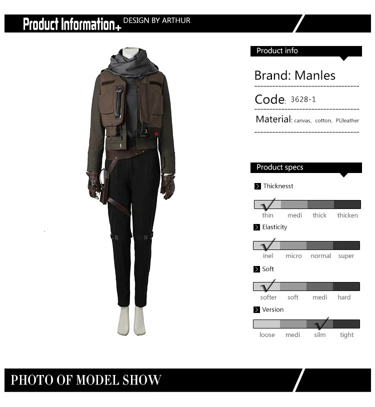 Rogue One: A Star Wars Story Costume Jyn Erso, карнавальный костюм на Хэллоуин, карнавальный костюм для взрослых, женский костюм, киноодежда любого размера