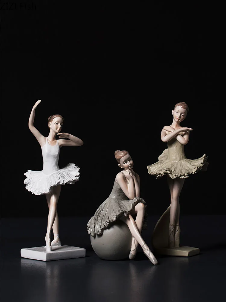 Cartoon Miniature Figurines Home Decor Cute Retro RefinedSimulation Resin Elegant Ballerina Decoration Living Room Ornament