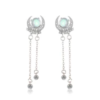 s925 sterling silver stud earrings womens fashion moonstone earrings tassel all match earrings