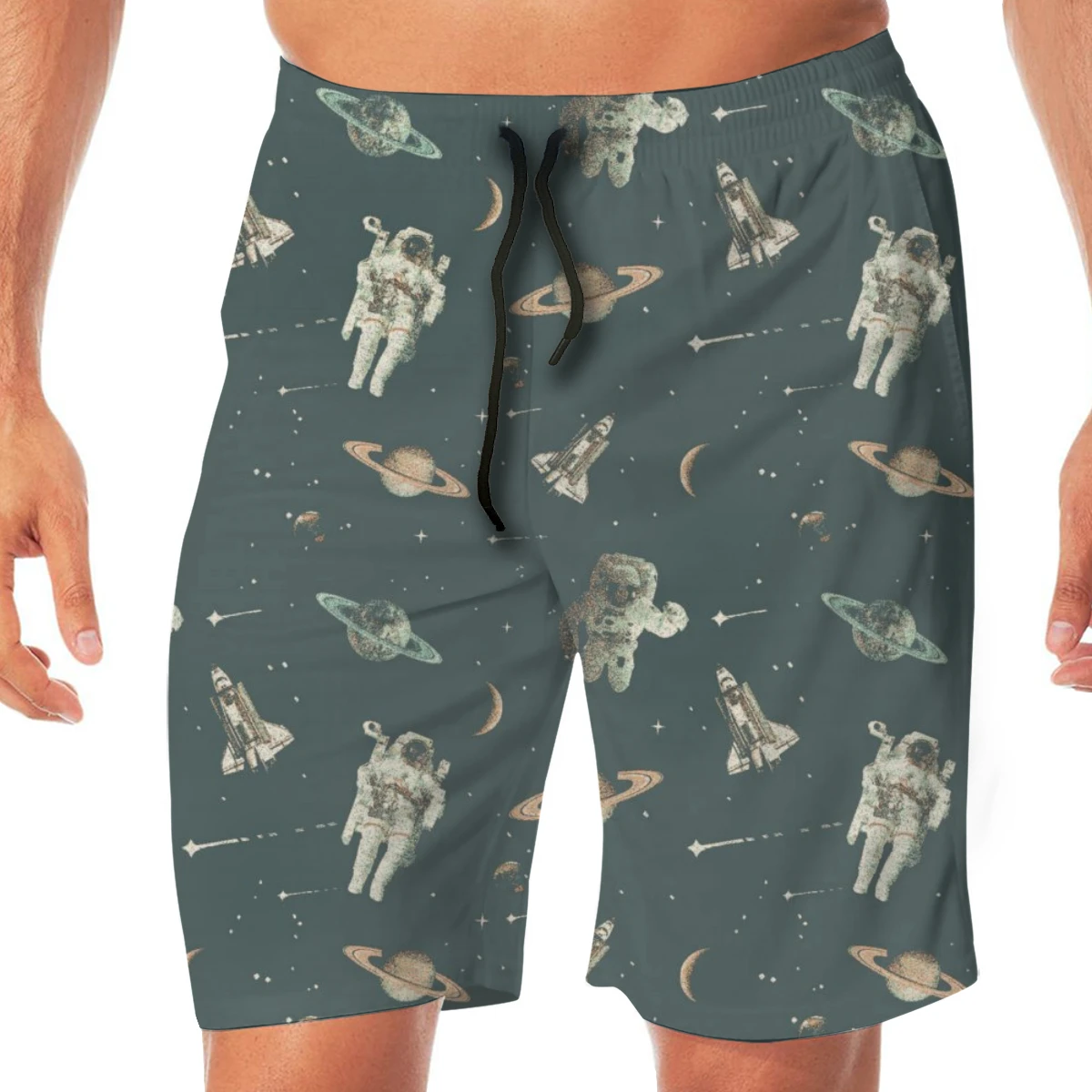 

NOISYDESIGNS Astronaut Planet Printed Men's Casual Shorts Quick Dry Beach Surfing Pants Running Pants Beach Sports Pants
