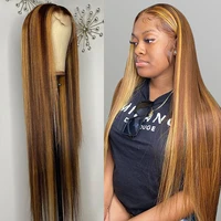 highlight wig human hair ombre honey blonde lace front wigs for women brazilian 13x4 28 inch bone straight full frontal wig