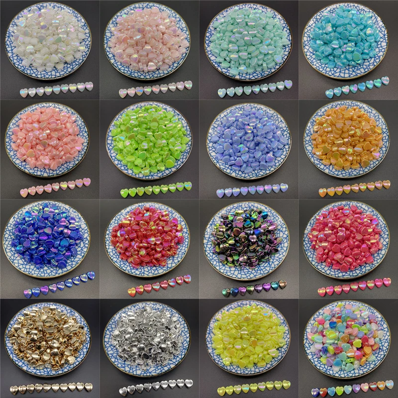 50 шт./лот 9 мм акриловые бусины в форме сердца разделительные для изготовления