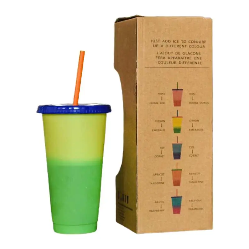 

Reusable Color Changing Cups Eco-friendly PP Temperature Change Color Plastic Tumbler With Lid And Straw Portable Tumbler Cup