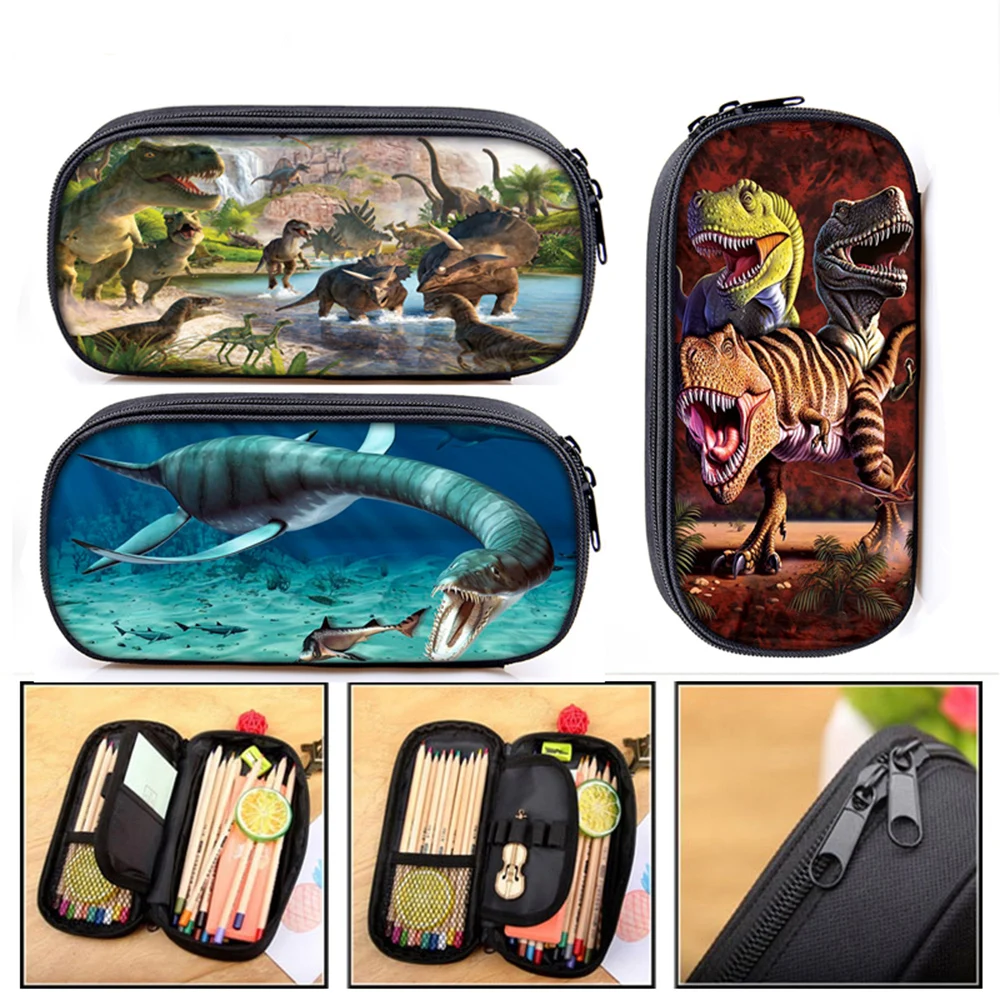 Пенал с принтом динозавра для мальчиков и девочек Пеналы Rex детей школьный чехол