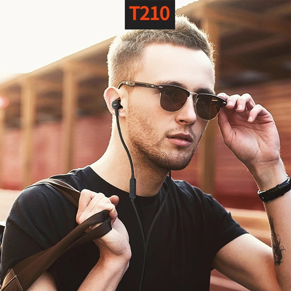JBL T210 3,5 мм проводные наушники стерео бас Музыка спортивная Гарнитура 1 кнопка дистанционного вызова с микрофоном для iPhone/Xiaomi/huawei