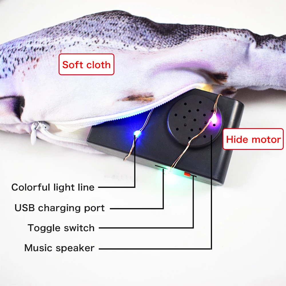 

30CM Pet Cat Toy Electric USB Charging Simulation Fish Dancing Fish With Music Toys For Dog Cat Chewing Playing Biting Supplies