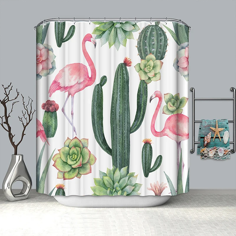 

flamingo shower curtain cactus bath curtain shower polyester waterproof bathroom curtain for bathroom