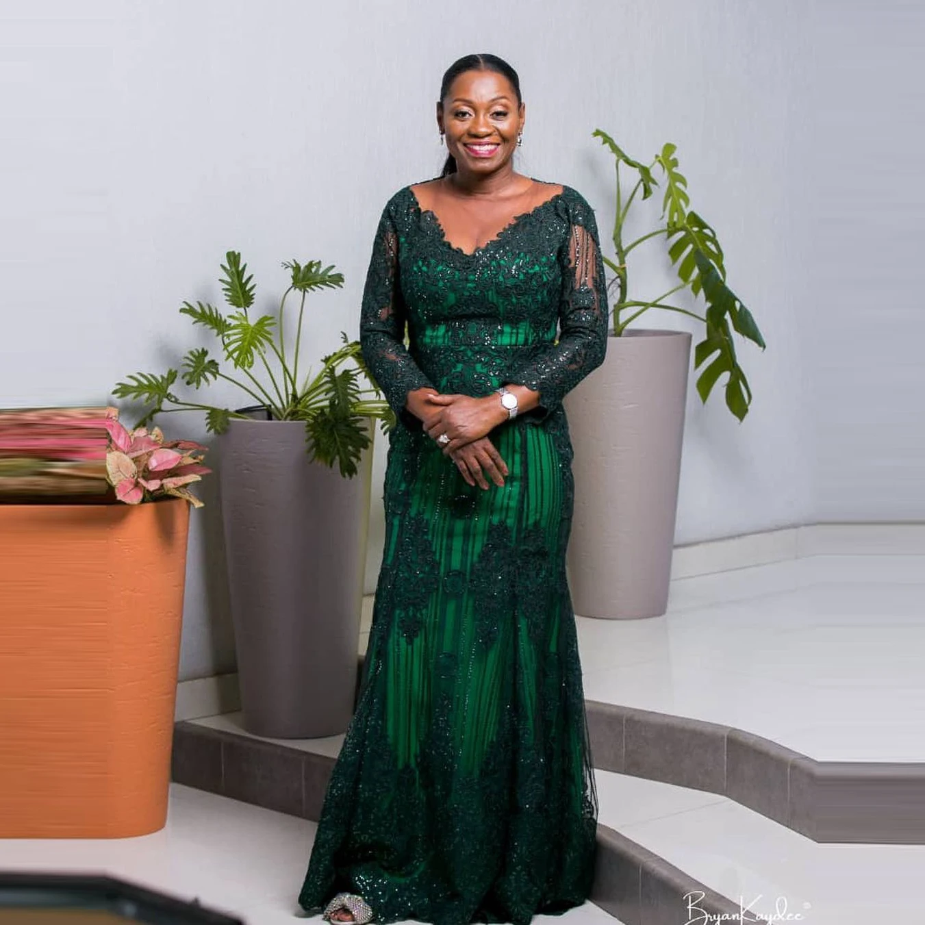 

Elegant Green Aso Ebi Evening Dresses Long Sleeves Mother Of The Bridal Dress For Wedding Plus Size Lace Sequins Beaded Party