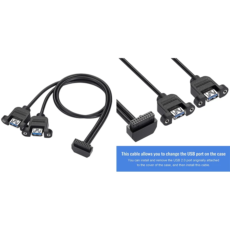 Кабель-перегородка USB 3 0 19PIN на два порта A Female подходит для Win XP/Vista/Win7