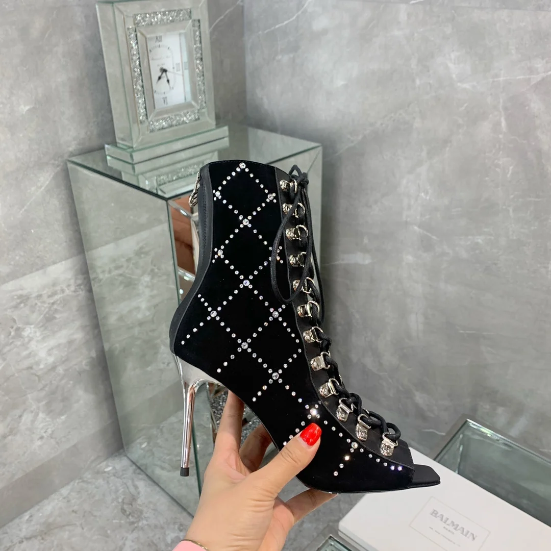 Женские черные ботинки ollywalls женские замшевые босоножки из коровьей кожи на