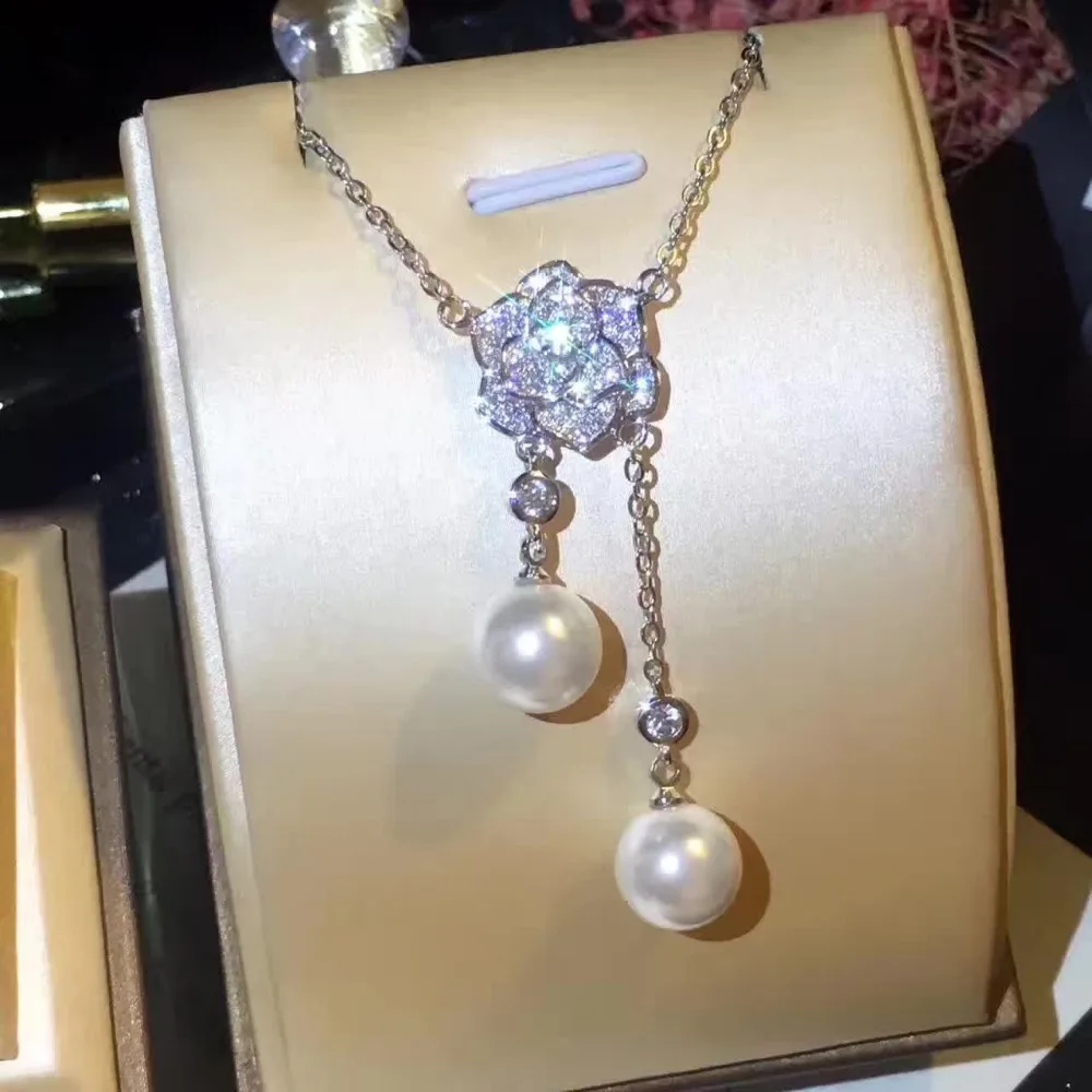 2019 модные циркониевые девичьи серьги в виде большого цветка 925 серебро кулон &