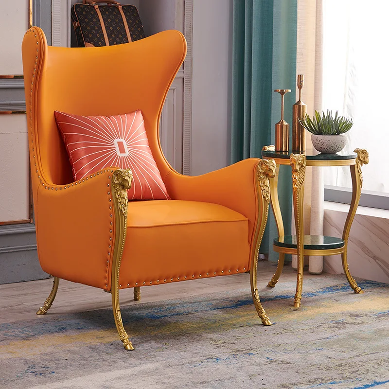 

Nordic Single Chair Modern Quality Living Room Hotel Club Tiger Chair Creative High Back Lounge Chair Sheep Head Sofa