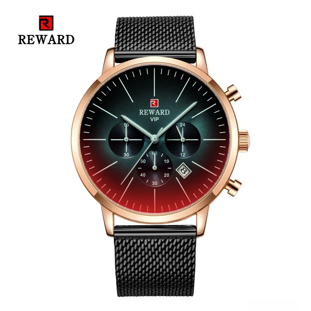 Steel Black Gold Новинка, Модные Цветные часы с ярким стеклом для мужчин, топ класса люкс, Брендовые мужские часы с хронографом из нержавеющей стали, деловые часы, мужские наручные часы - Цвет: Steel Black Gold