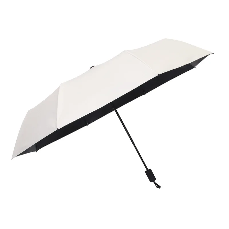 Женский зонт двойного назначения простой однотонный складной с 3 черными клеями