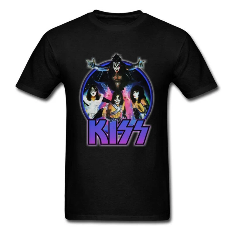 Новая мужская футболка KISS Band винтажная Мужская неоновая рубашка Kiss топ рок н