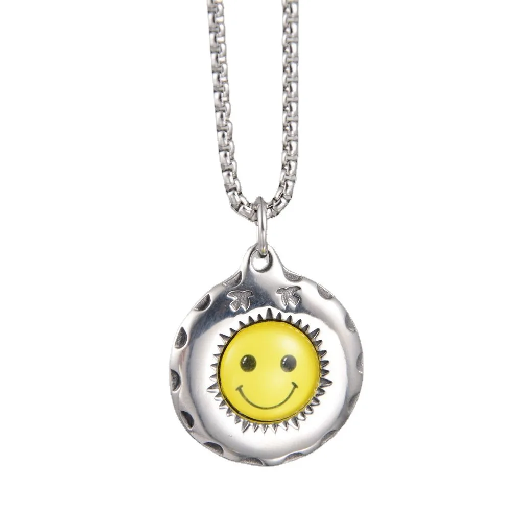 

Smile Face hip hop simple fashion necklace men and women stainless steel necklace