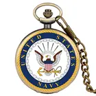 Винтажная бронзовая антикварная ретро американская морская эмблема военный человек ожерелье кулон подарок кварцевые карманные часы цепь для мужчин и женщин