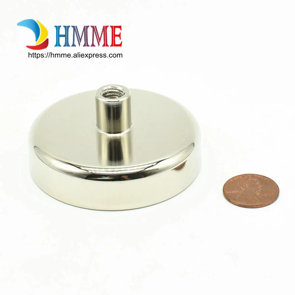 

90kg Pulling Fishing Magnet Dia. 60mm Magnetic Pot with Hook Lifting Magnet Neodymium Permanent Magnets Deep Sea Salvage Magnet