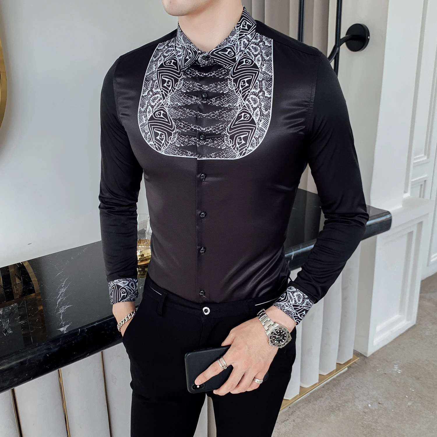 Рубашка с цветочным принтом для джентльмена Формальные Рубашки мужчин Ropa De Hombre