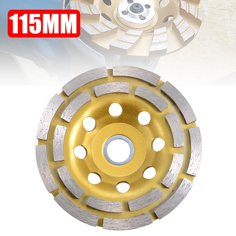 

1pc Diam115mm Diamond Bowl Cup Grinding Wheel Disc Diamond Coating Double Row Concrete Grinder Disc Granite Stone Ceramics Tools