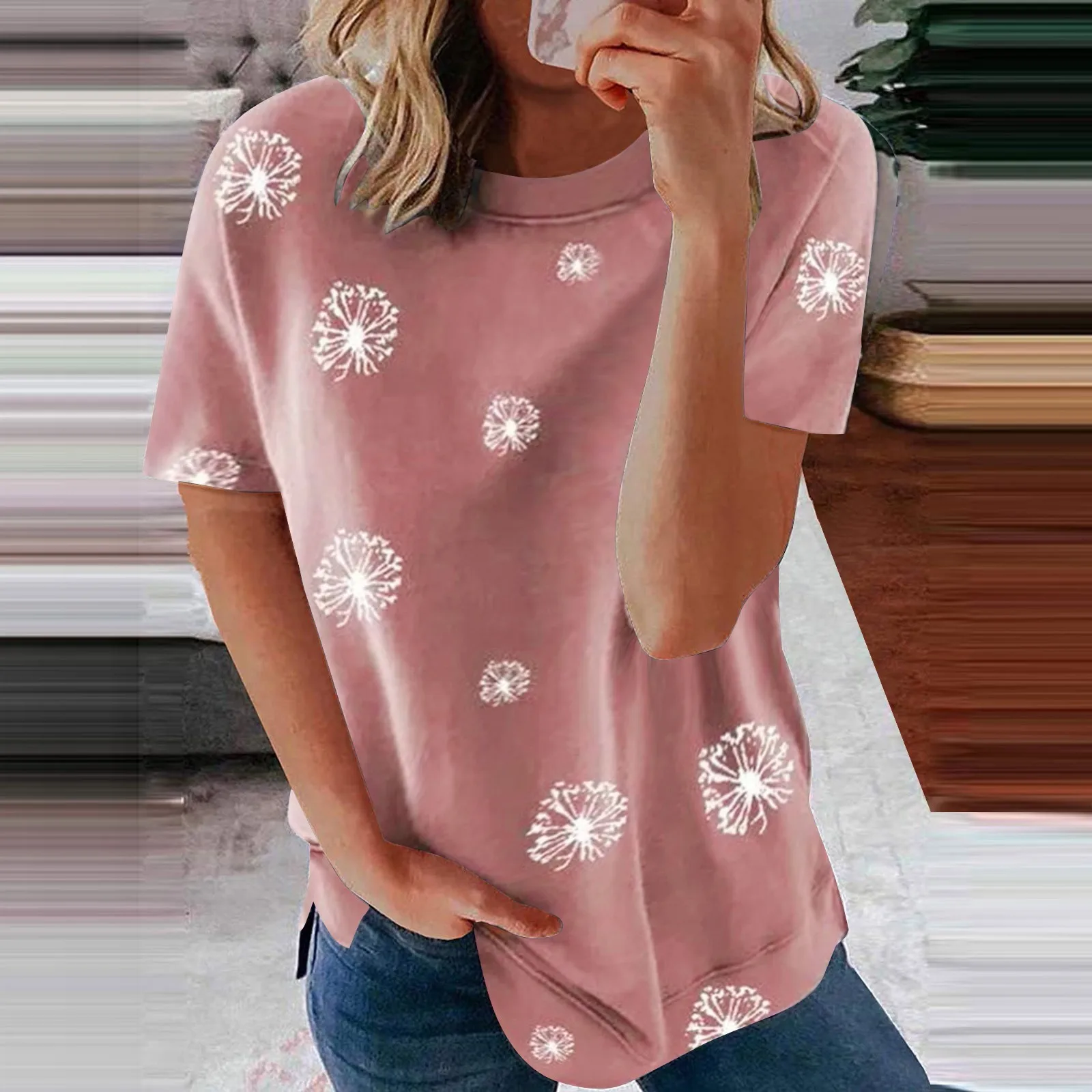 

Cute Dandelion Print T-Shirts For Womens Summer Short Sleeve Aesthetic Graphic Tee Tops Ladies Casual Streetwear Size M-3XL A40