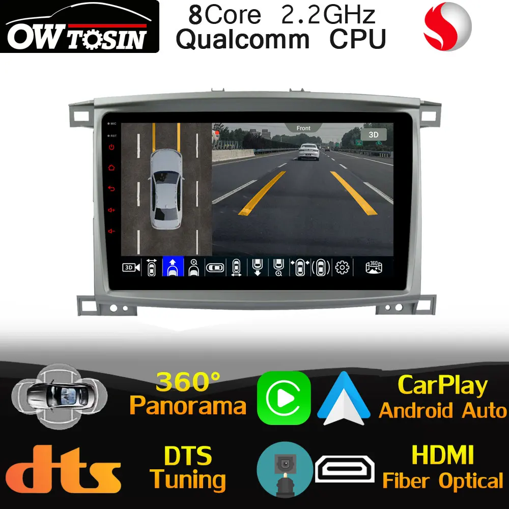 Процессор Qualcomm Android для Toyota Land Cruiser LC 100 2002-2007 автомобильное радио GPS CarPlay Auto 360